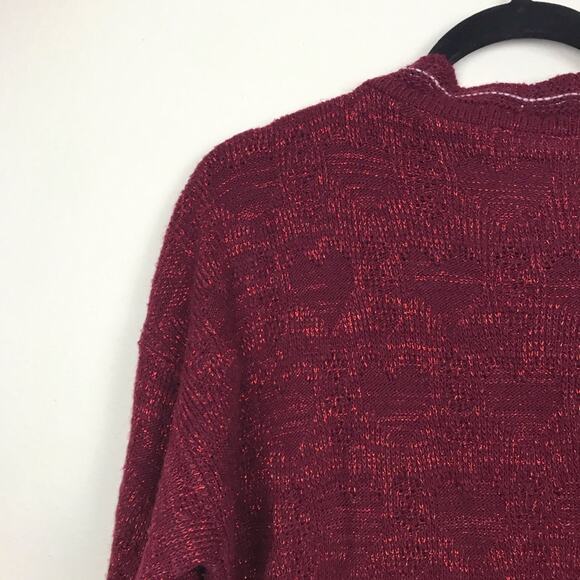 Holiday Time Vtg Valentines Day Rose Sweater Size Medium Heart Scallop - Picture 7 of 7